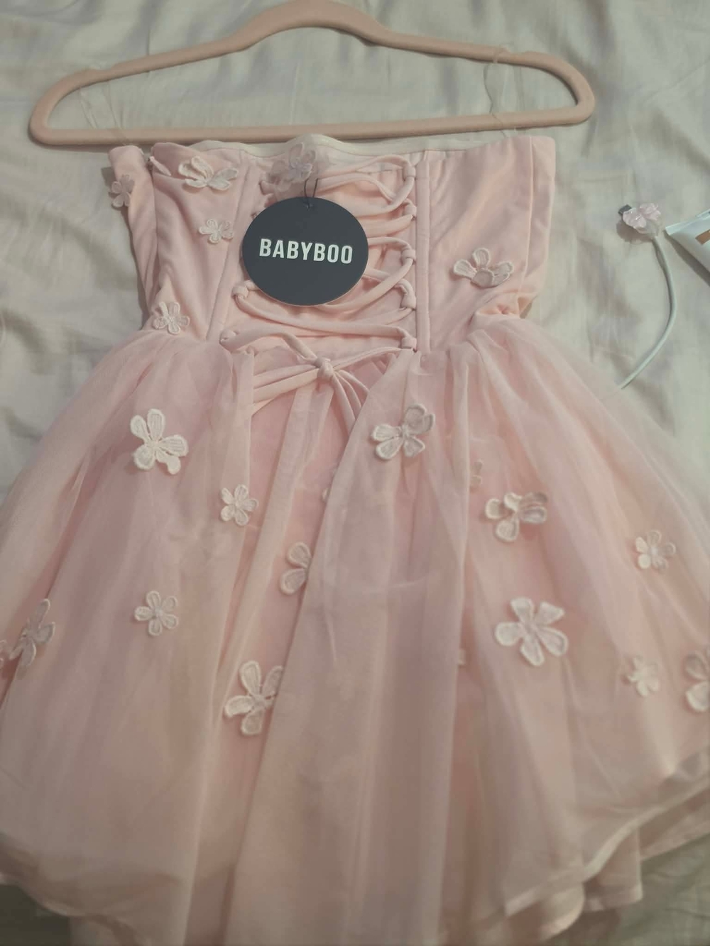 BABYBOO Pink Floral Tulle Formal Dress for Women